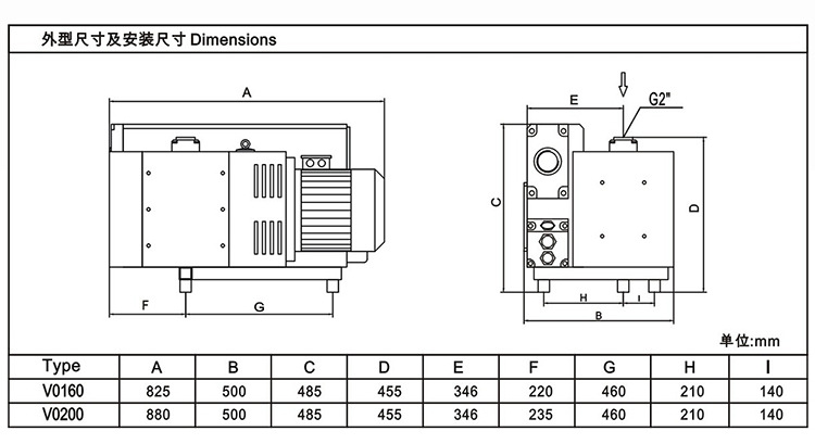 台冠MLV0160工业旋片式真空泵外观尺寸 图