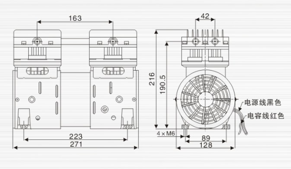 JP-200V贴合机静音真空泵外观尺寸图